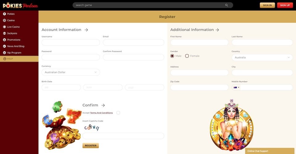pokies parlour signup