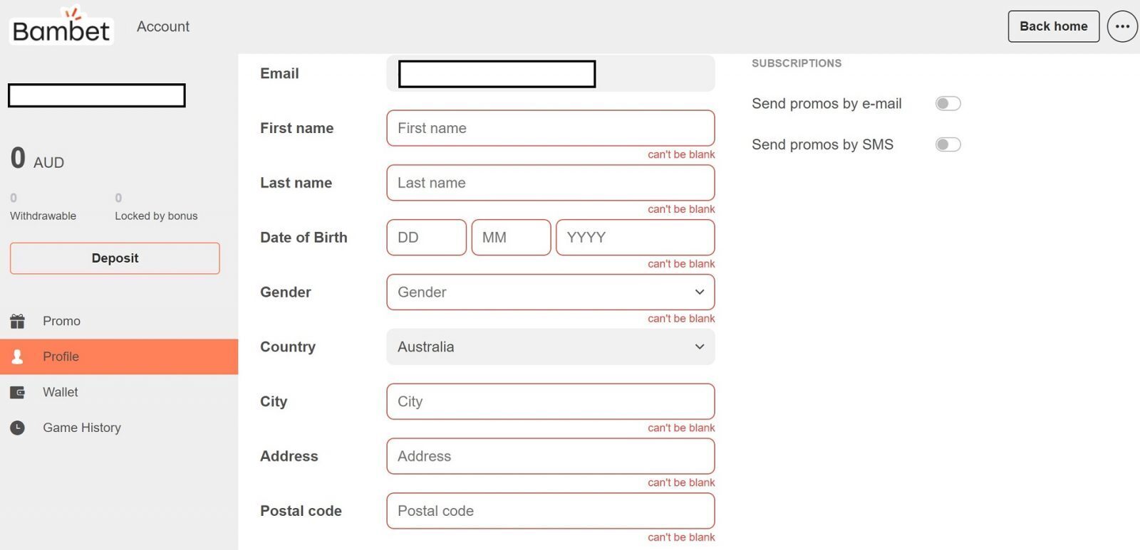 Bambet Casino Profile
