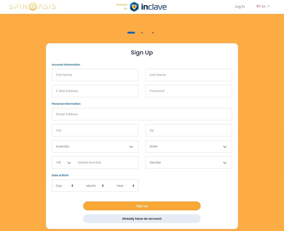 Spin Oasis Registration