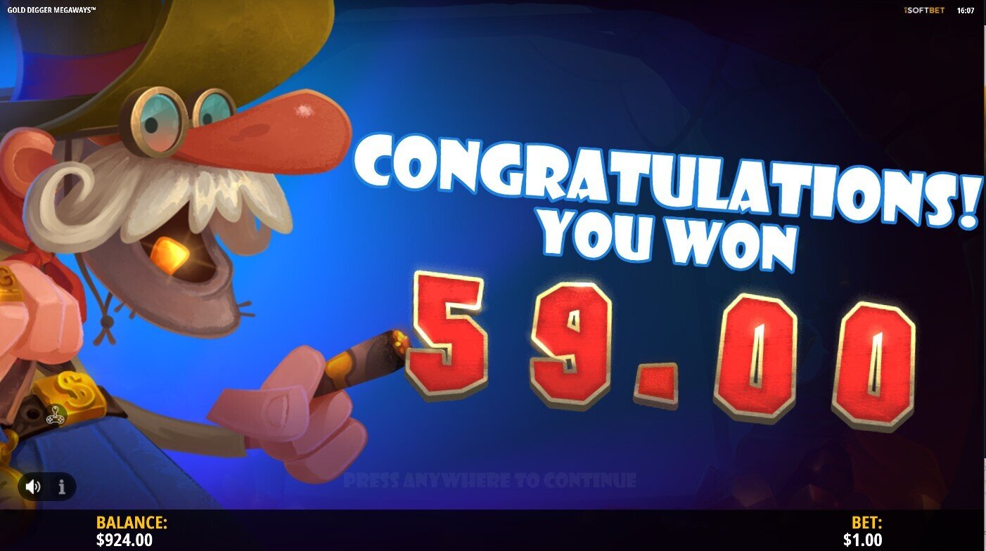 Gold Digger Megaways Bonus Winnings