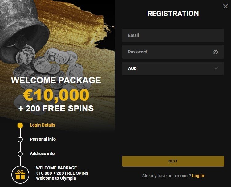 Olympia Casino Registration 1