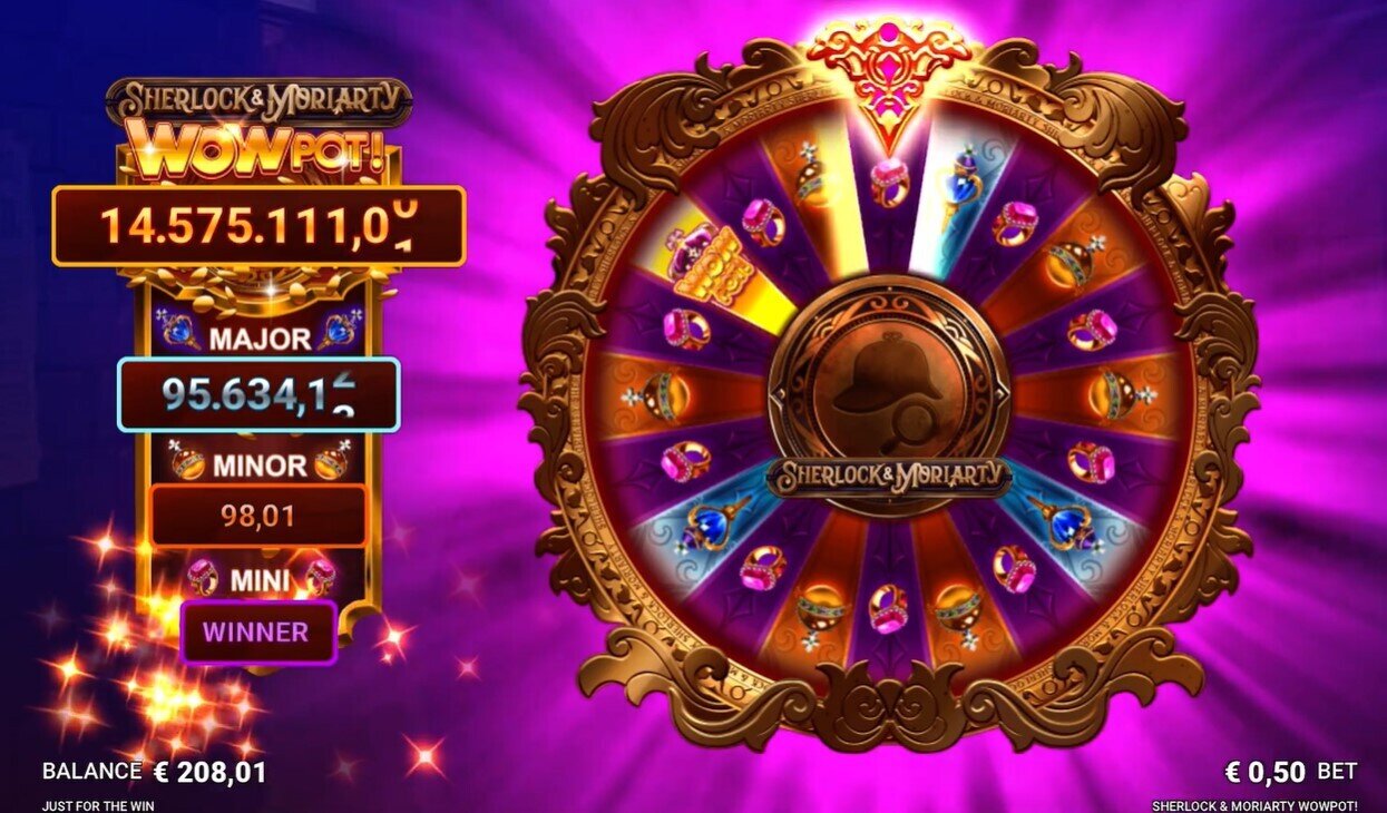 Sherlock and Moriarty WowPot Pokies Slots Wheel